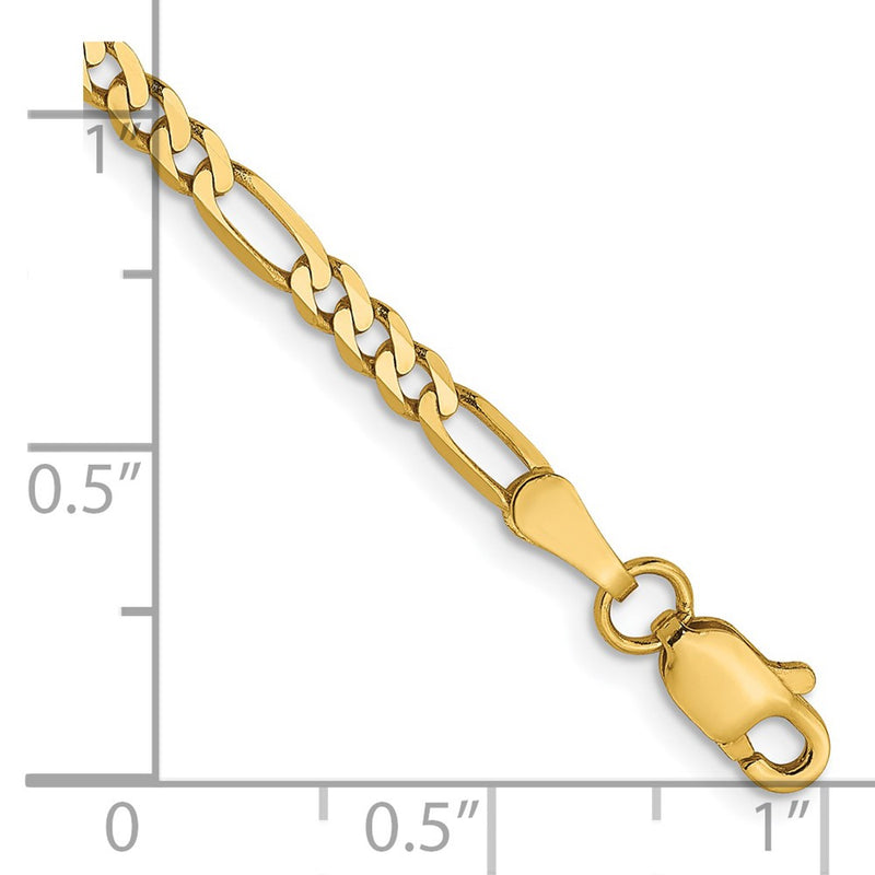 7 Inch 14K 2.75mm Flat Figaro Chain Bracelet