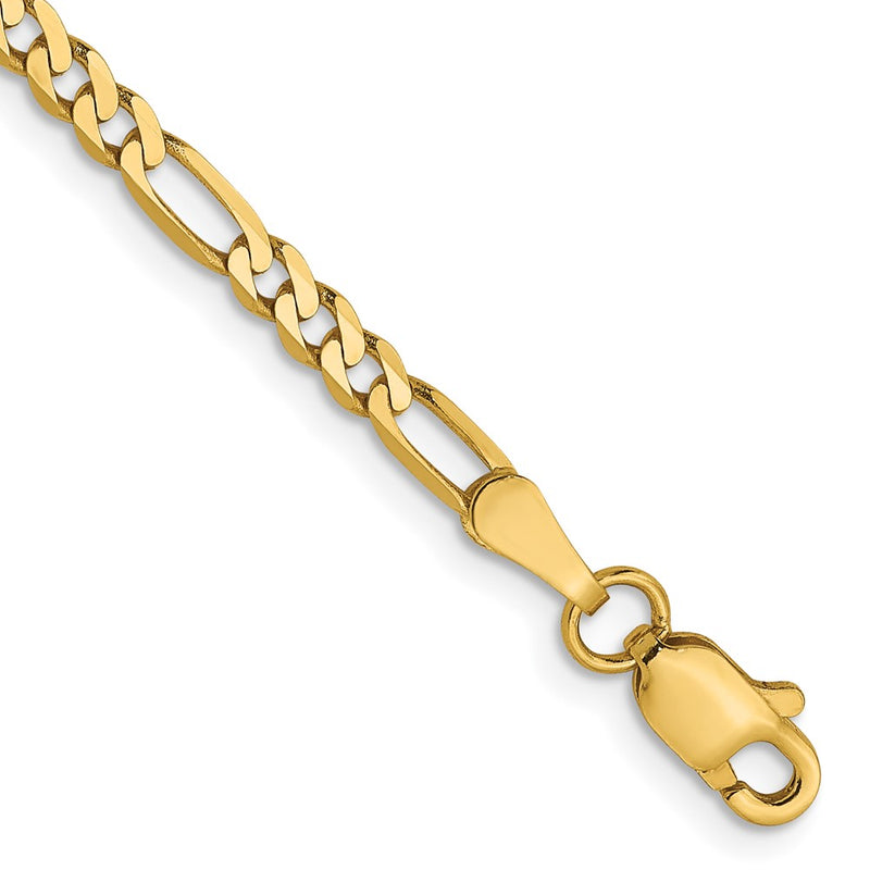9 Inch 14K 2.75mm Flat Figaro Chain Anklet
