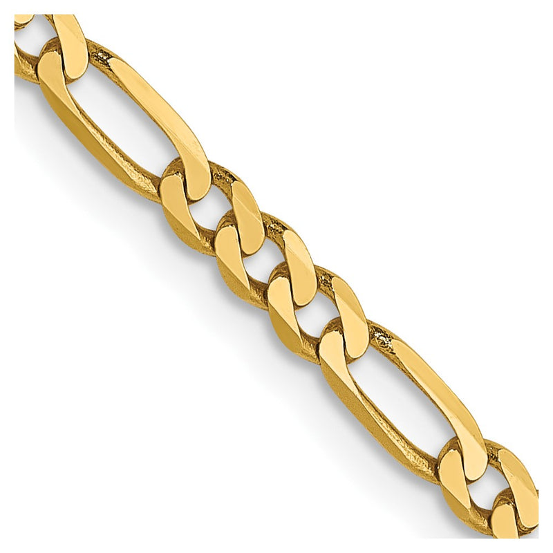 22 Inch 14K 2.75mm Flat Figaro Chain Necklace