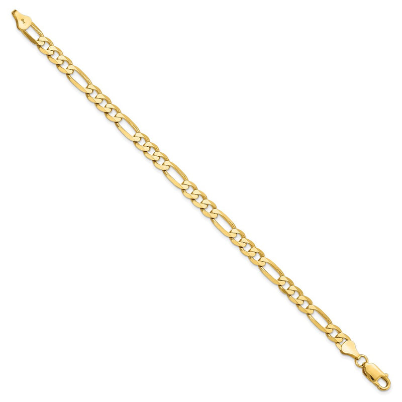 8 Inch 14K 6.00mm Flat Figaro Chain Bracelet