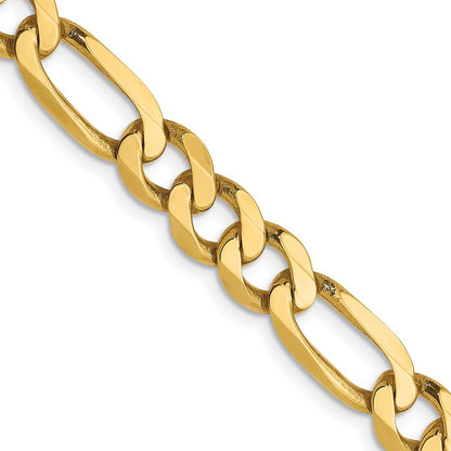 2 Inch 14K Yellow Gold 6.00mm Flat Figaro Chain Necklace