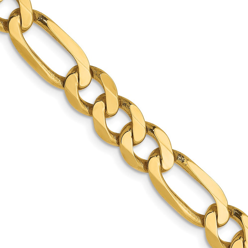 2 Inch 14K Yellow Gold 6.00mm Flat Figaro Chain Necklace
