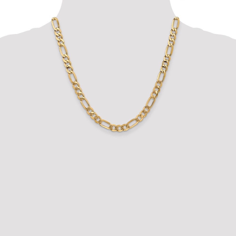 20 Inch 14K 7mm Flat Figaro Chain Necklace