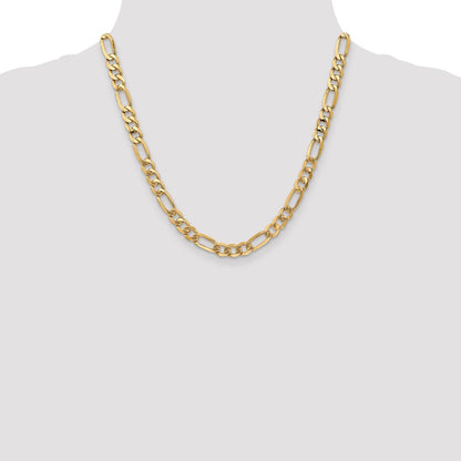 20 Inch 14K 7mm Flat Figaro Chain Necklace