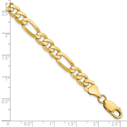 8 Inch 14K 7mm Flat Figaro Chain Bracelet