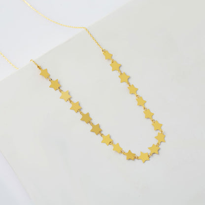 14K Yellow Gold Star Chain Necklace