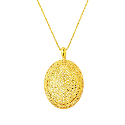 14K Yellow Gold Medallion Oval Bridal Necklace