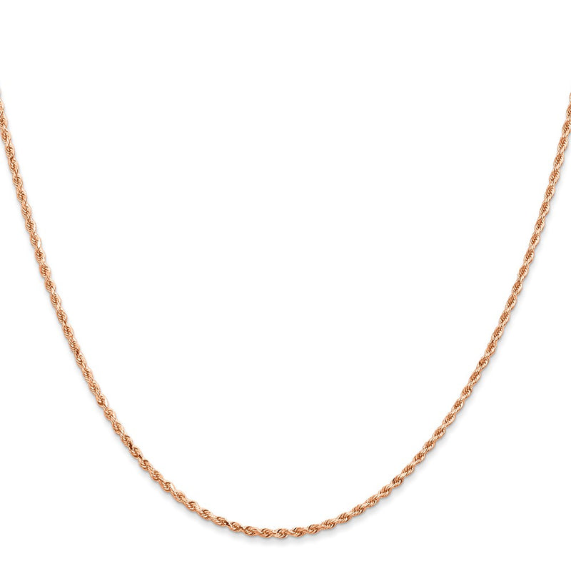 16 Inch 14K Rose Gold 1.5mm Diamond-Cut Rope Chain Necklace