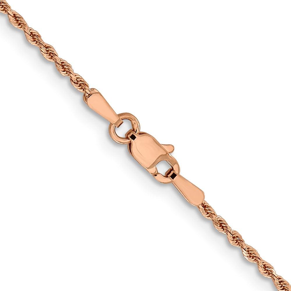 18 Inch 14K Rose Gold 1.5mm Diamond-Cut Rope Chain Necklace