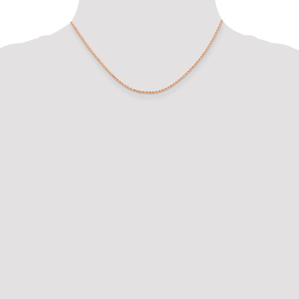 16 Inch 14K Rose Gold 1.5mm Diamond-Cut Rope Chain Necklace