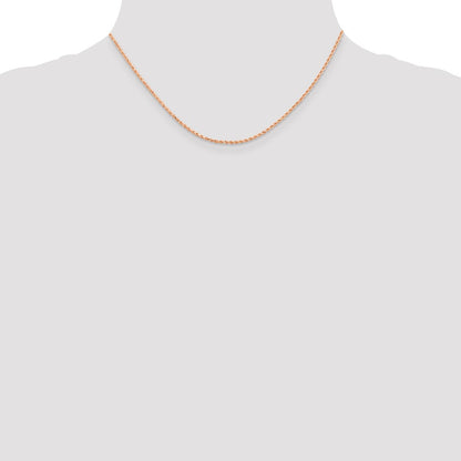 16 Inch 14K Rose Gold 1.5mm Diamond-Cut Rope Chain Necklace