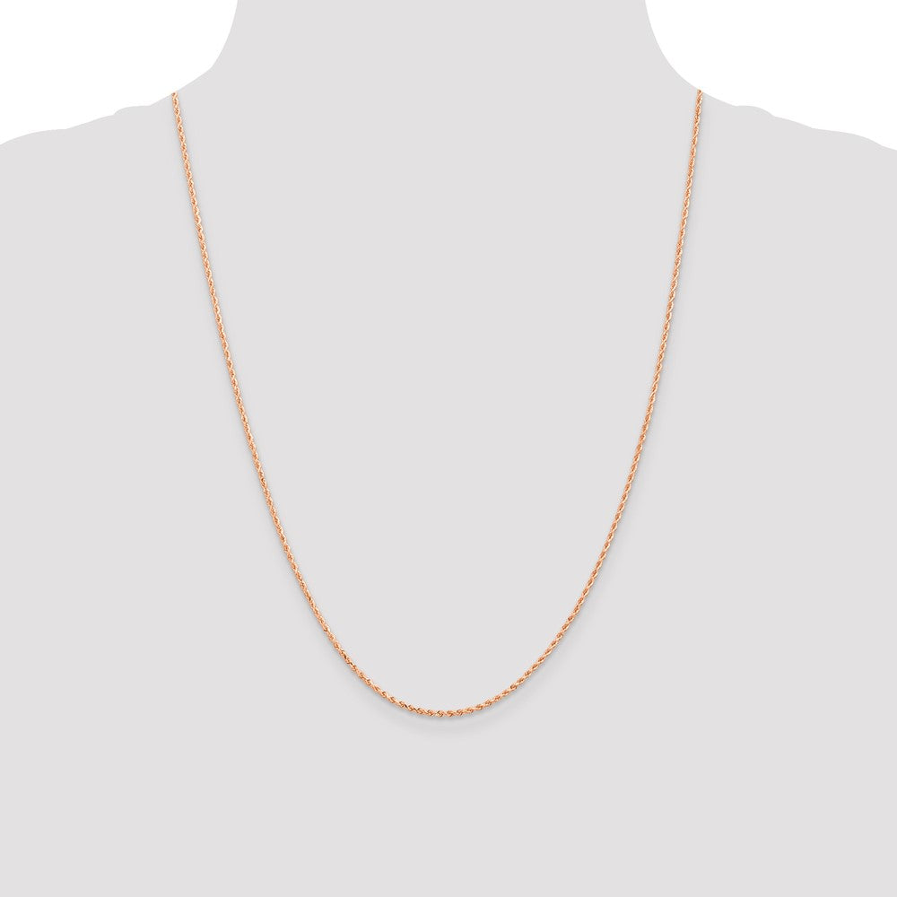24 Inch 14K Rose Gold 1.5mm Diamond-Cut Rope Chain Necklace