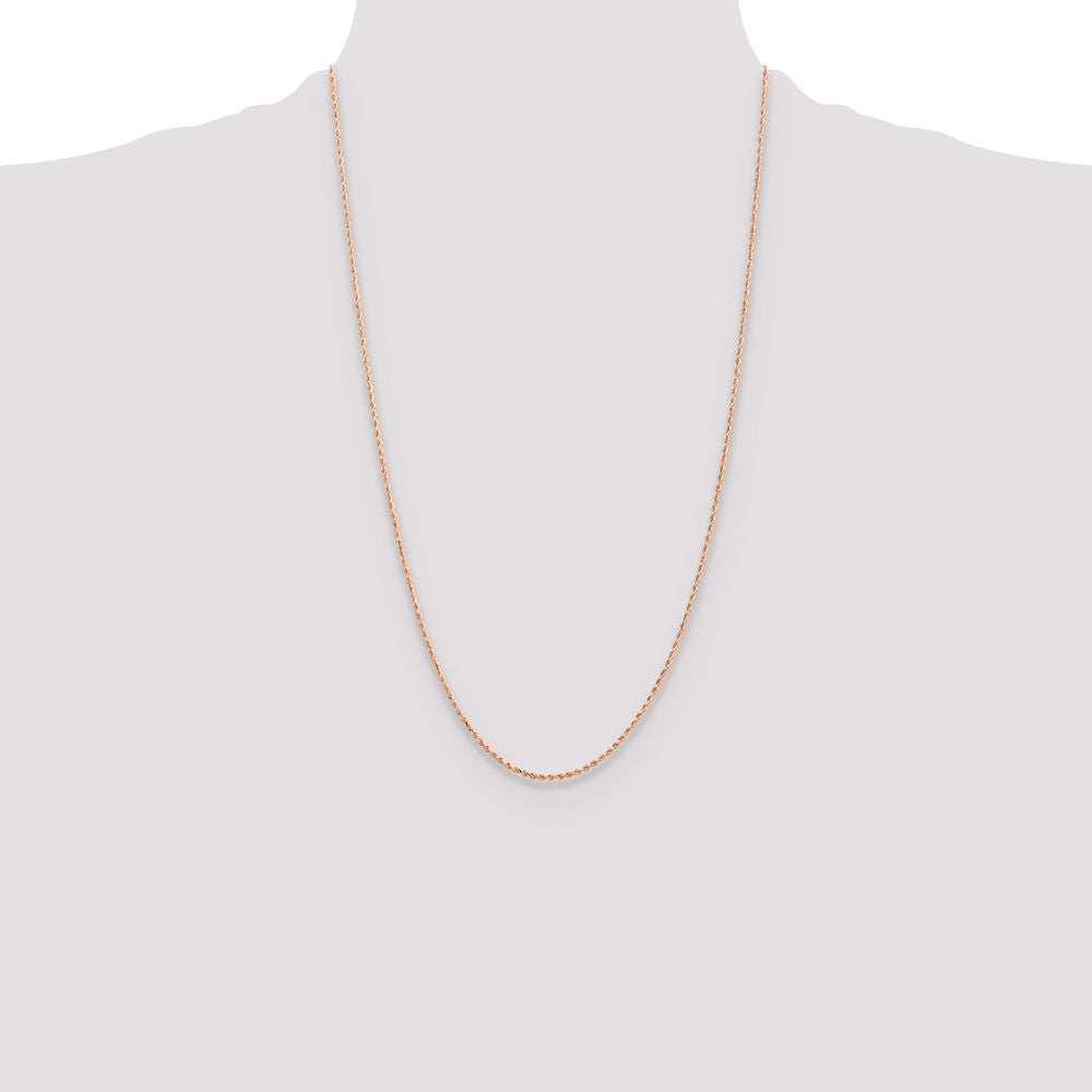 26 Inch 14K Rose Gold 1.5mm Diamond Cut Rope Chain Necklace