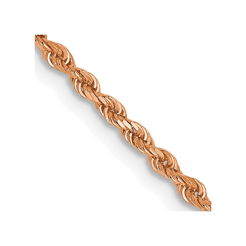 24 Inch 14K Rose Gold 1.5mm Diamond-Cut Rope Chain Necklace