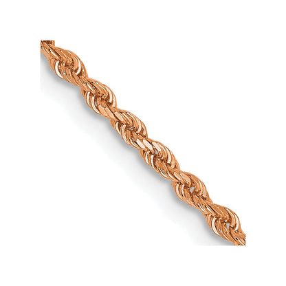 18 Inch 14K Rose Gold 1.5mm Diamond-Cut Rope Chain Necklace