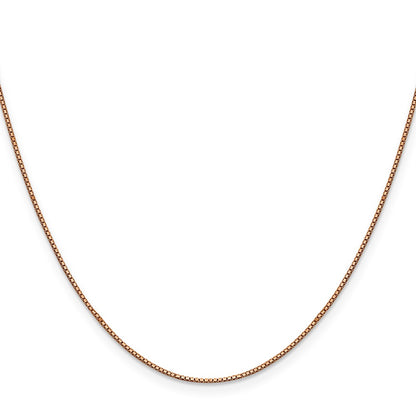 24 Inch 14K Rose Gold .8mm Box With Lobster Clasp Chain Necklace
