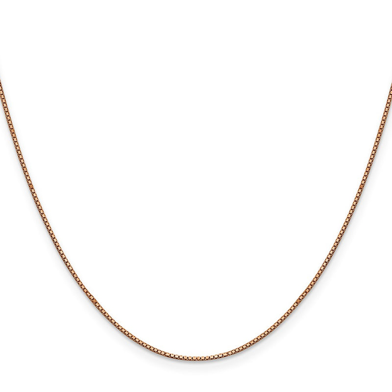 22 Inch 14K Rose Gold .8mm Box With Lobster Clasp Chain Necklace