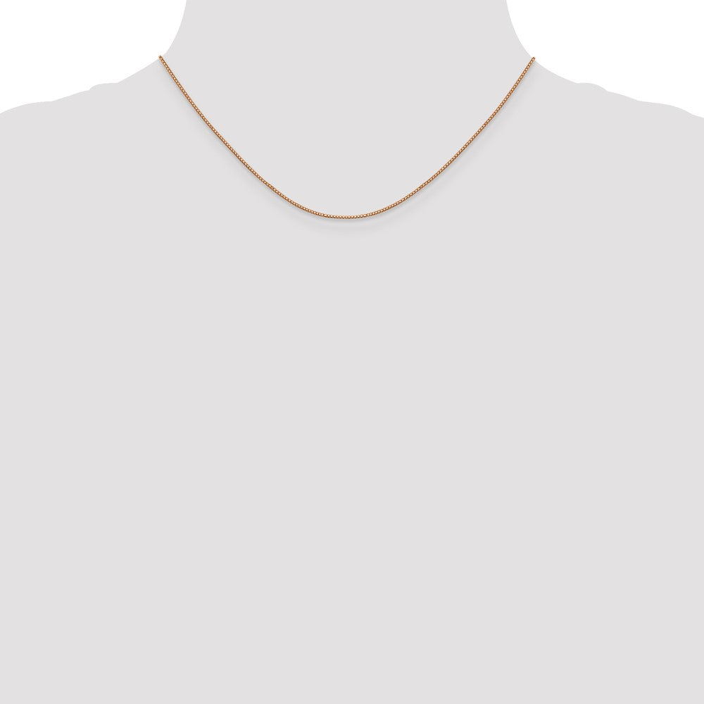 16 Inch 14K Rose Gold .8mm Box With Lobster Clasp Chain Necklace