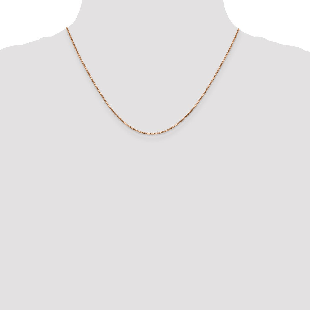 18 Inch 14K Rose Gold .8mm Box With Lobster Clasp Chain Necklace