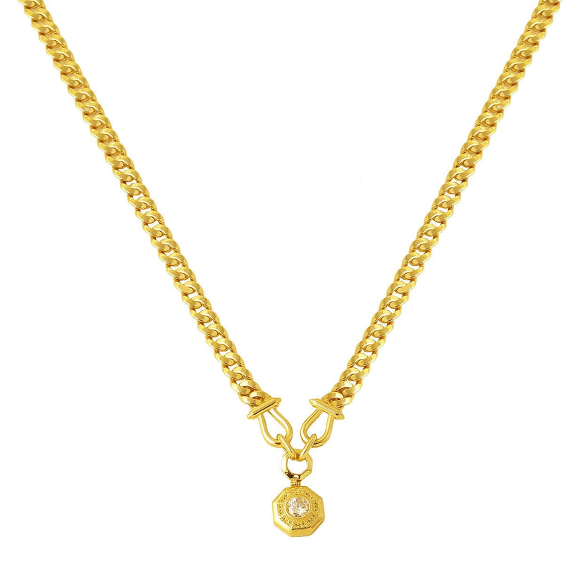 14K Yellow Gold 1 Ct Curb Moissanite Necklace