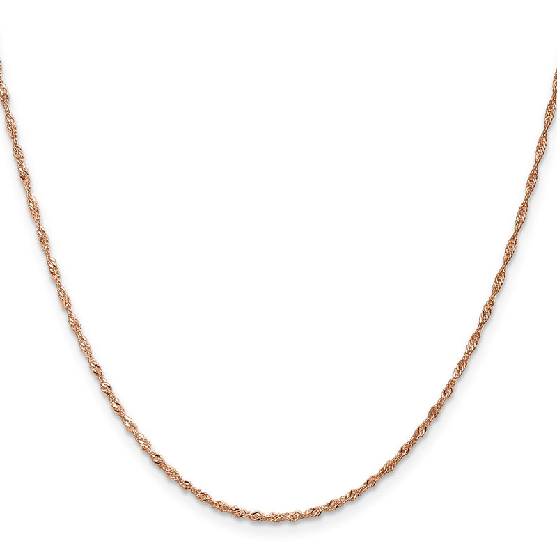 20 Inch 14K Rose Gold 1mm Singapore With Lobster Clasp Chain Necklace