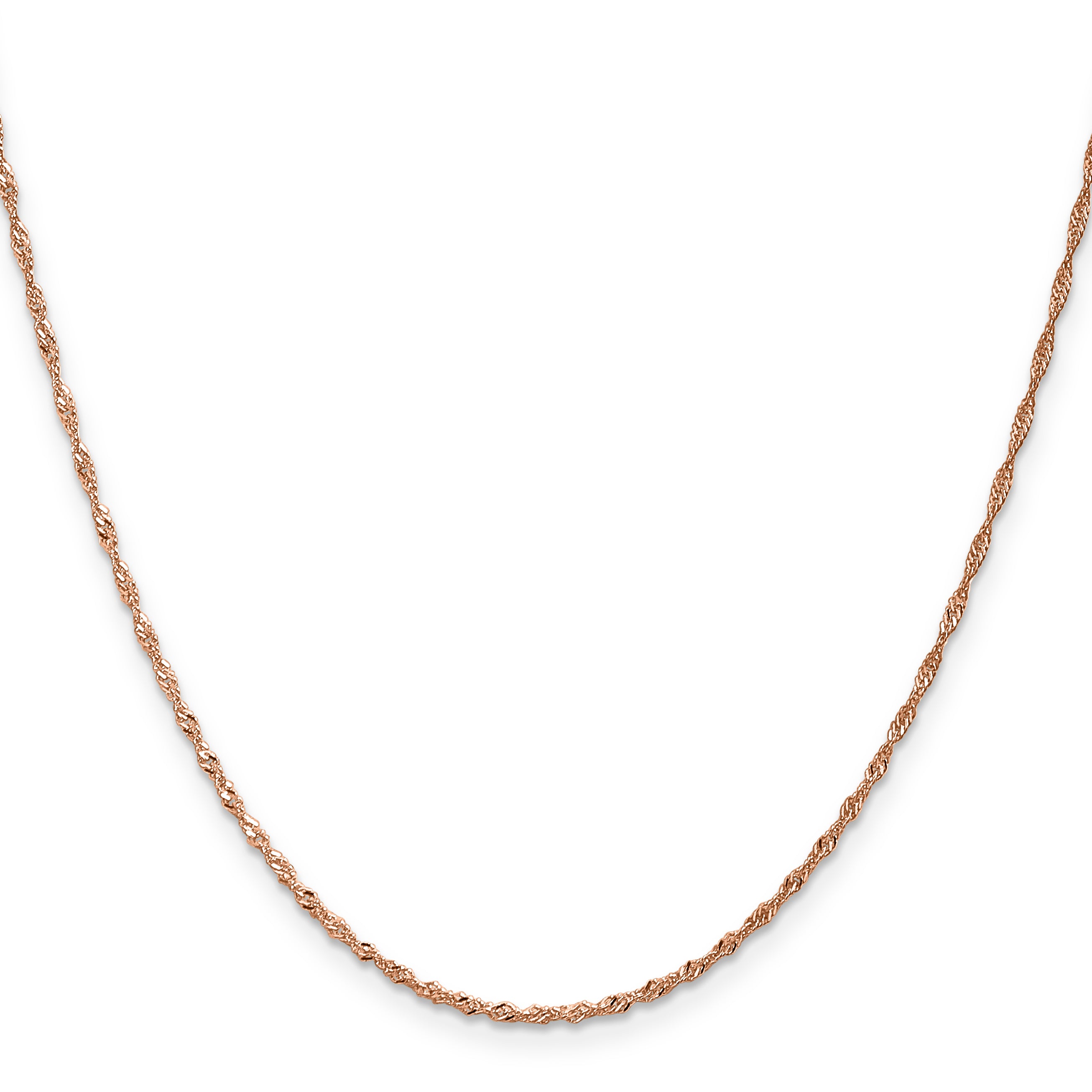 20 Inch 14K Rose Gold 1mm Singapore With Lobster Clasp Chain Necklace
