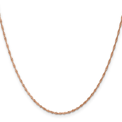 20 Inch 14K Rose Gold 1mm Singapore With Lobster Clasp Chain Necklace