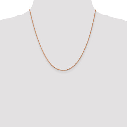 20 Inch 14K Rose Gold 1mm Singapore With Lobster Clasp Chain Necklace