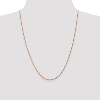 24 Inch 14K Rose Gold 1mm Singapore With Lobster Clasp Chain Necklace