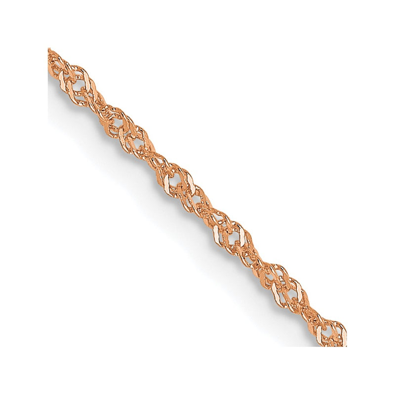 18 Inch 14K Rose Gold 1mm Singapore With Lobster Clasp Chain Necklace