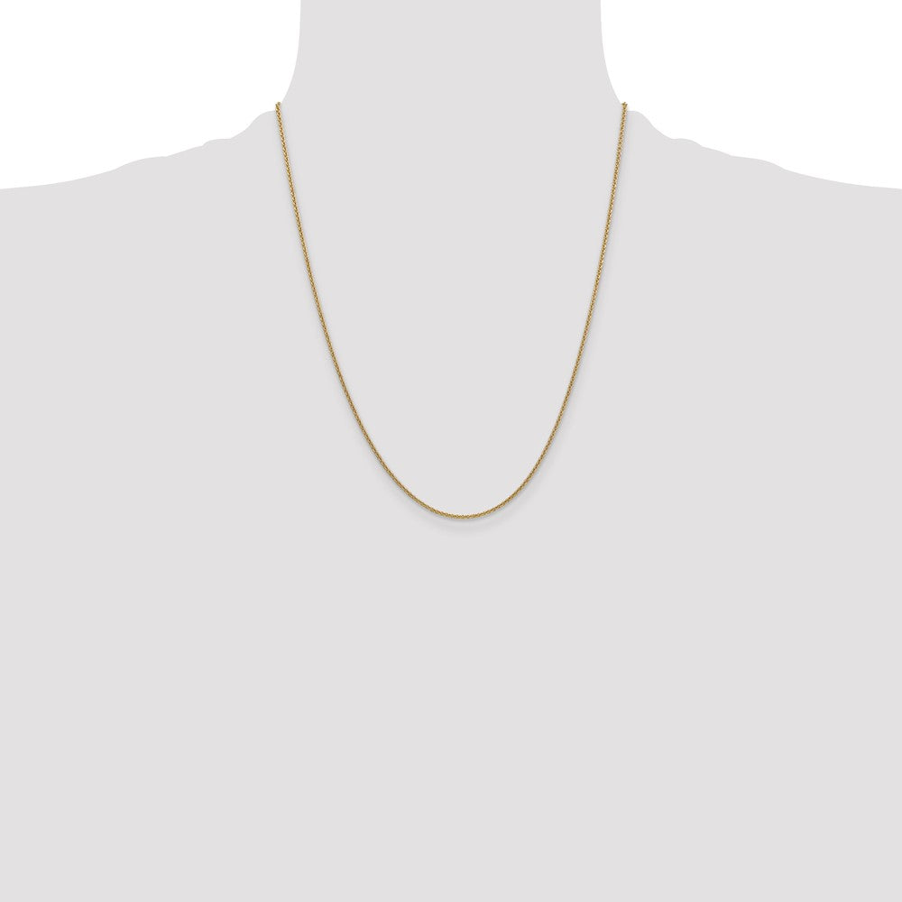 22 Inch 14K Yellow Gold 1.4mm Round Cable Chain Necklace
