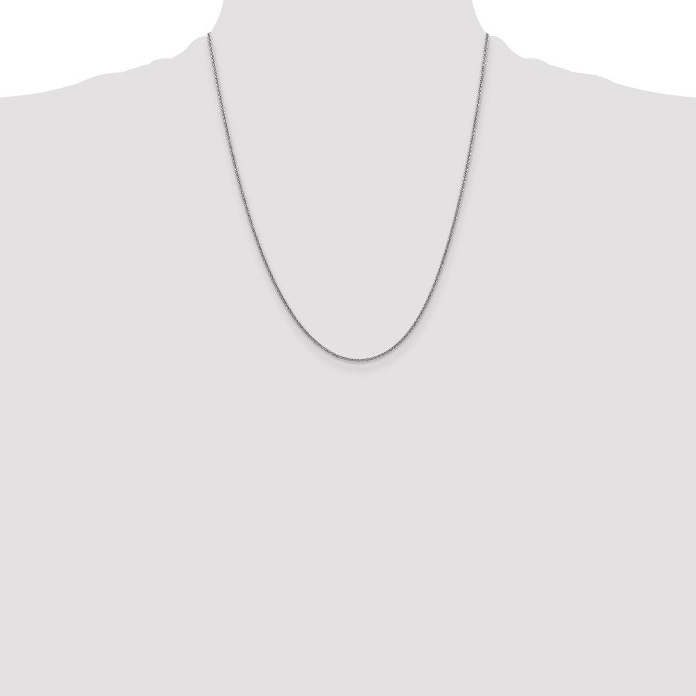 22 Inch 14K White Gold 1.4mm Round Cable Chain Necklace