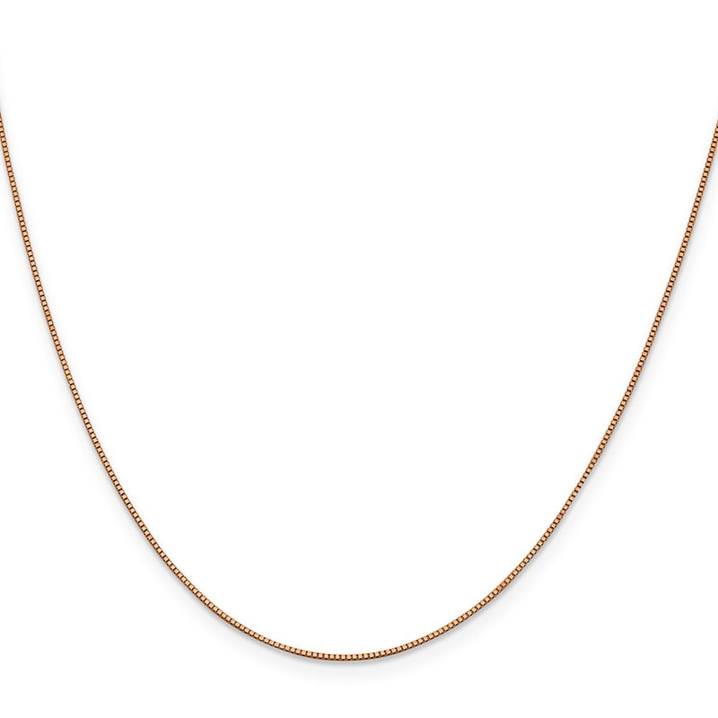 18 Inch 14K Rose Gold .7mm Box With Lobster Clasp Chain Necklace