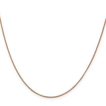 20 Inch 14K Rose Gold .7mm Box With Lobster Clasp Chain Necklace