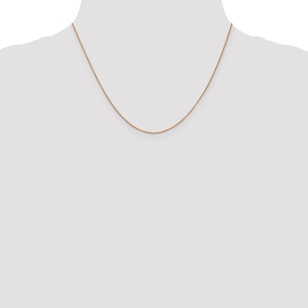 18 Inch 14K Rose Gold .7mm Box With Lobster Clasp Chain Necklace