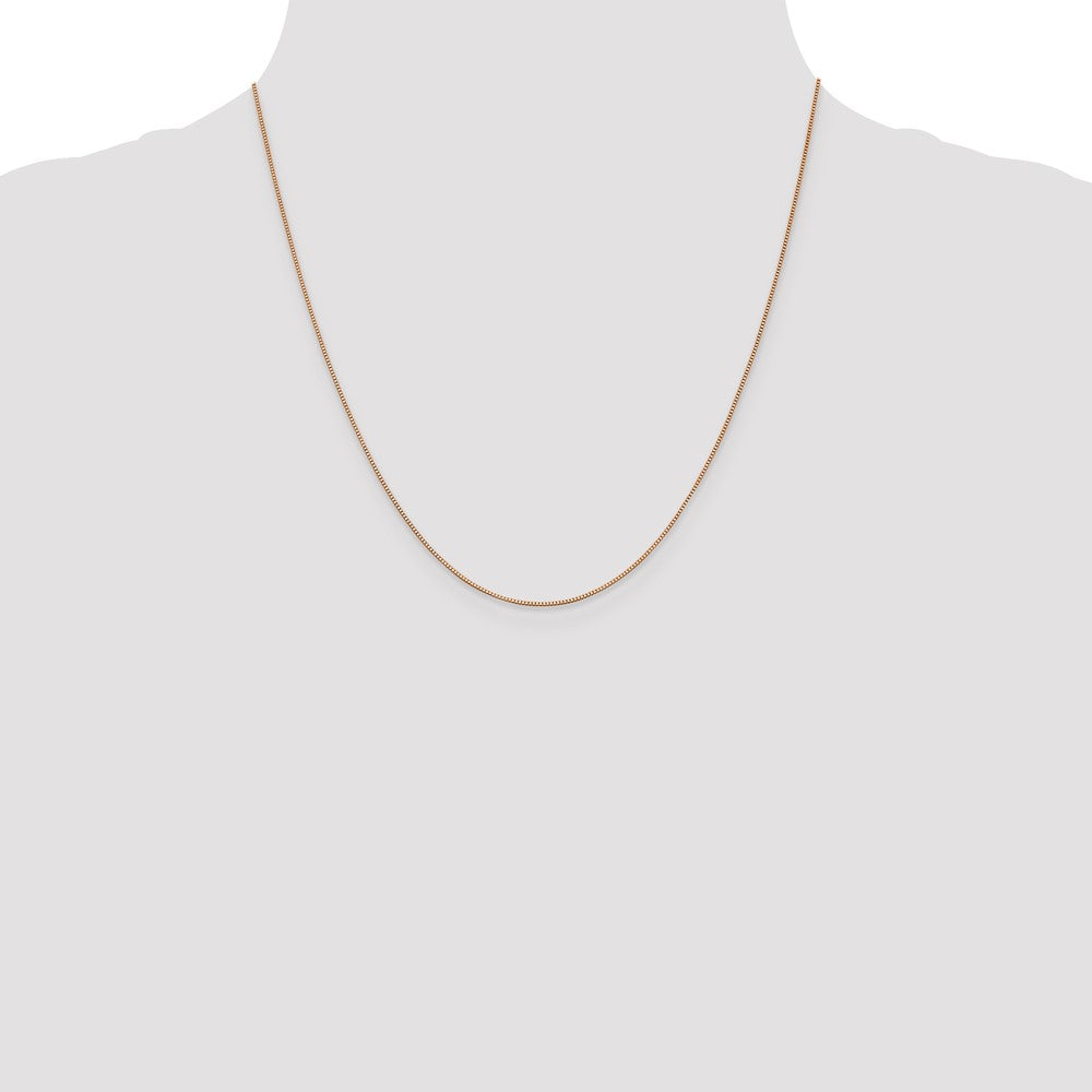 20 Inch 14K Rose Gold .7mm Box With Lobster Clasp Chain Necklace