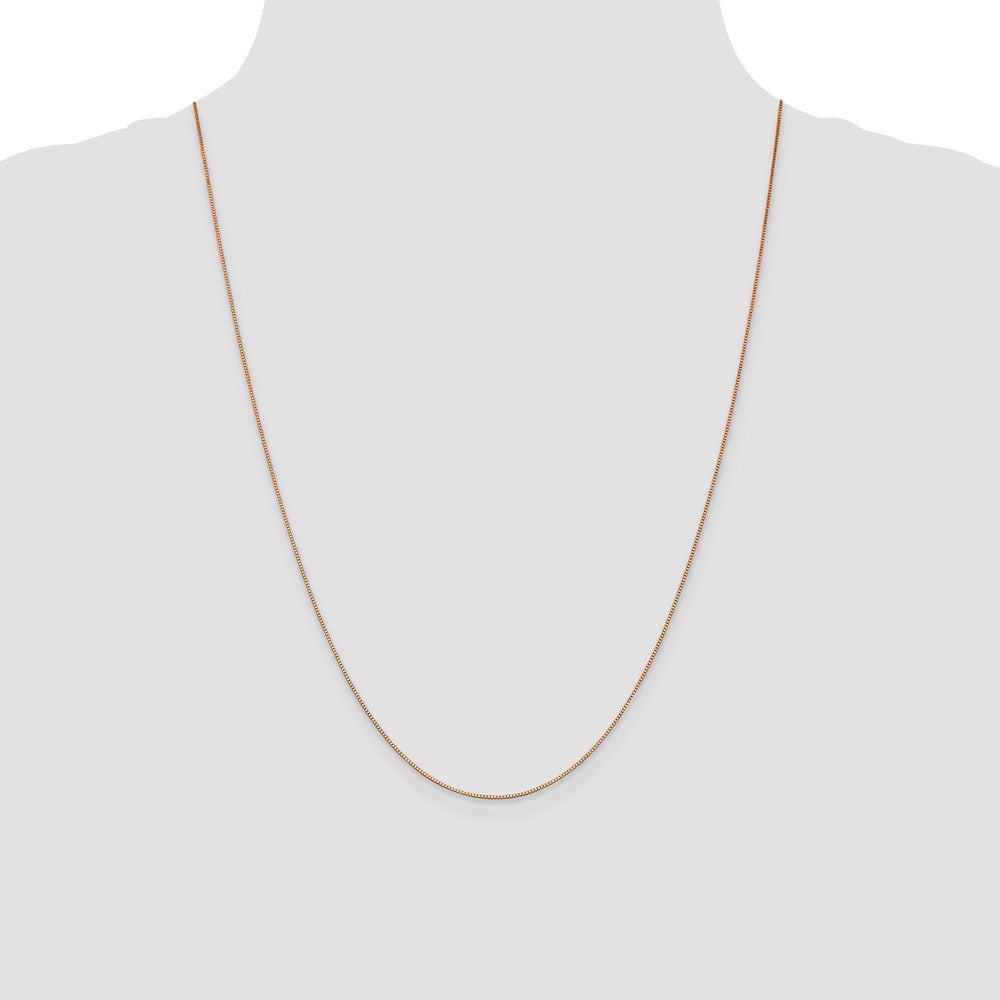 24 Inch 14K Rose Gold .7mm Box With Lobster Clasp Chain Necklace