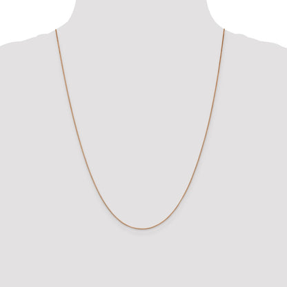 24 Inch 14K Rose Gold .7mm Box With Lobster Clasp Chain Necklace