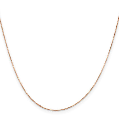 24 Inch 14K Rose Gold .5mm Baby Box With Lobster Clasp Chain Necklace