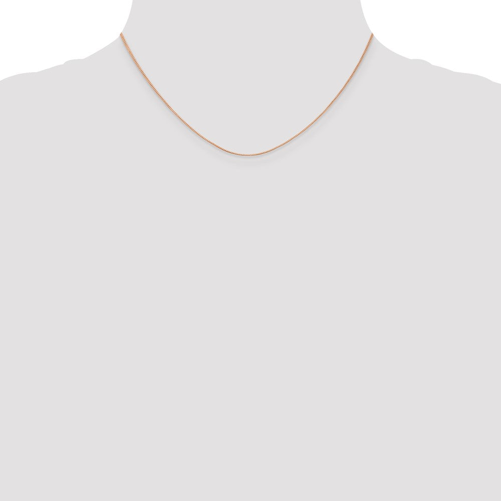 16 Inch 14K Rose Gold .5mm Baby Box With Lobster Clasp Chain Necklace