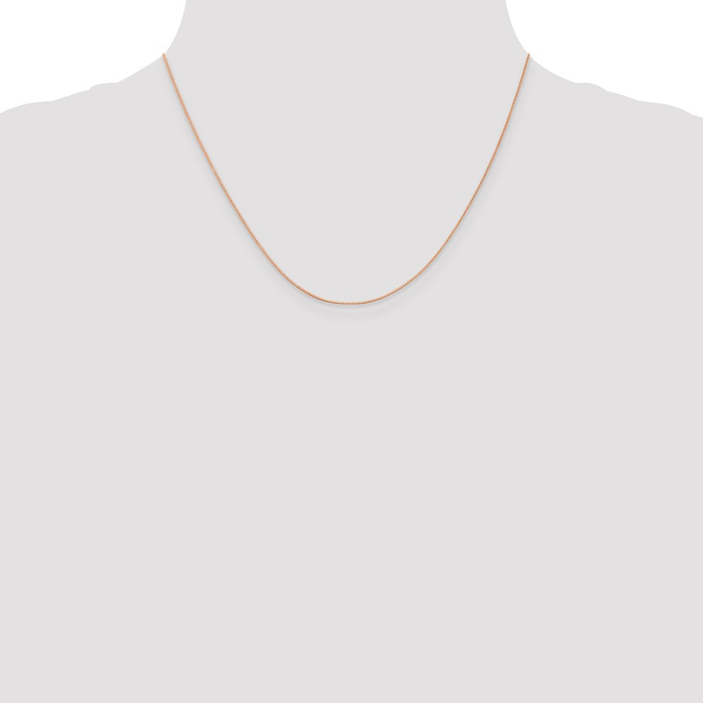 18 Inch 14K Rose Gold .5mm Baby Box With Lobster Clasp Chain Necklace
