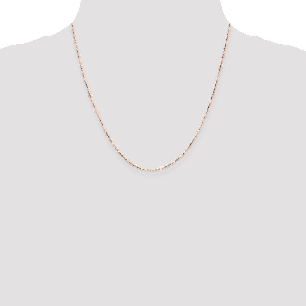 20 Inch 14K Rose Gold .5mm Baby Box With Lobster Clasp Chain Necklace