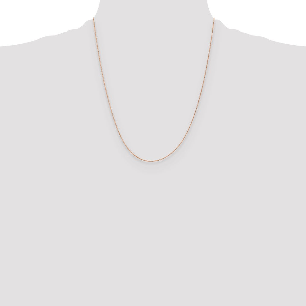 22 Inch 14K Rose Gold .5mm Baby Box With Lobster Clasp Chain Necklace