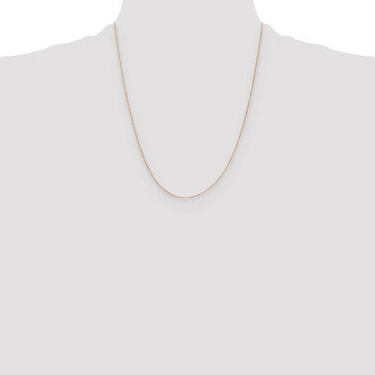 22 Inch 14K Rose Gold .5mm Baby Box With Lobster Clasp Chain Necklace