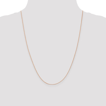 24 Inch 14K Rose Gold .5mm Baby Box With Lobster Clasp Chain Necklace