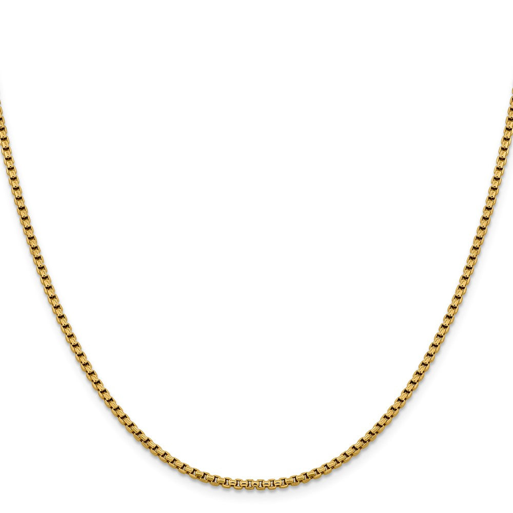20 Inch 14K 2.4mm Semi-Solid D/C Round Box Chain Necklace