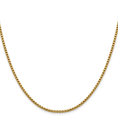 20 Inch 14K 2.4mm Semi-Solid D/C Round Box Chain Necklace