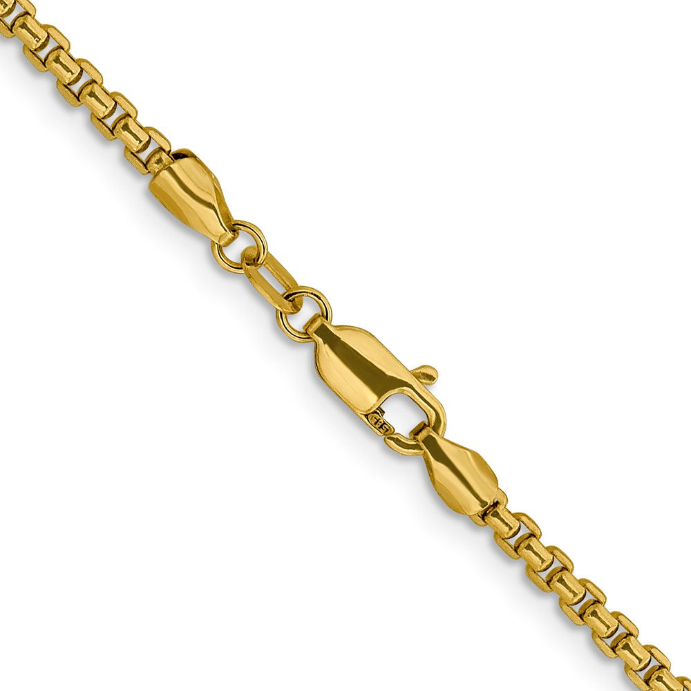 18 Inch 14K 2.4mm Semi-Solid D/C Round Box Chain Necklace