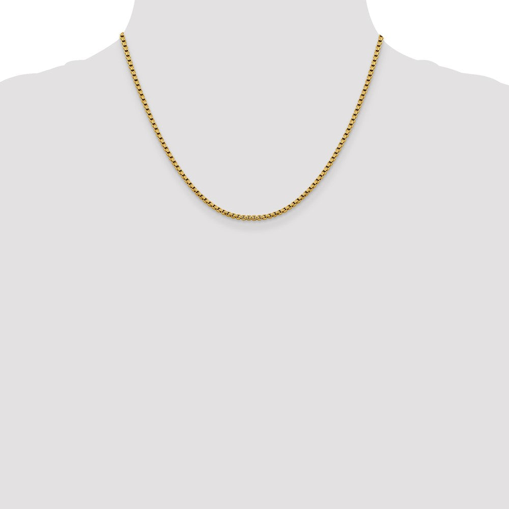 18 Inch 14K 2.4mm Semi-Solid D/C Round Box Chain Necklace