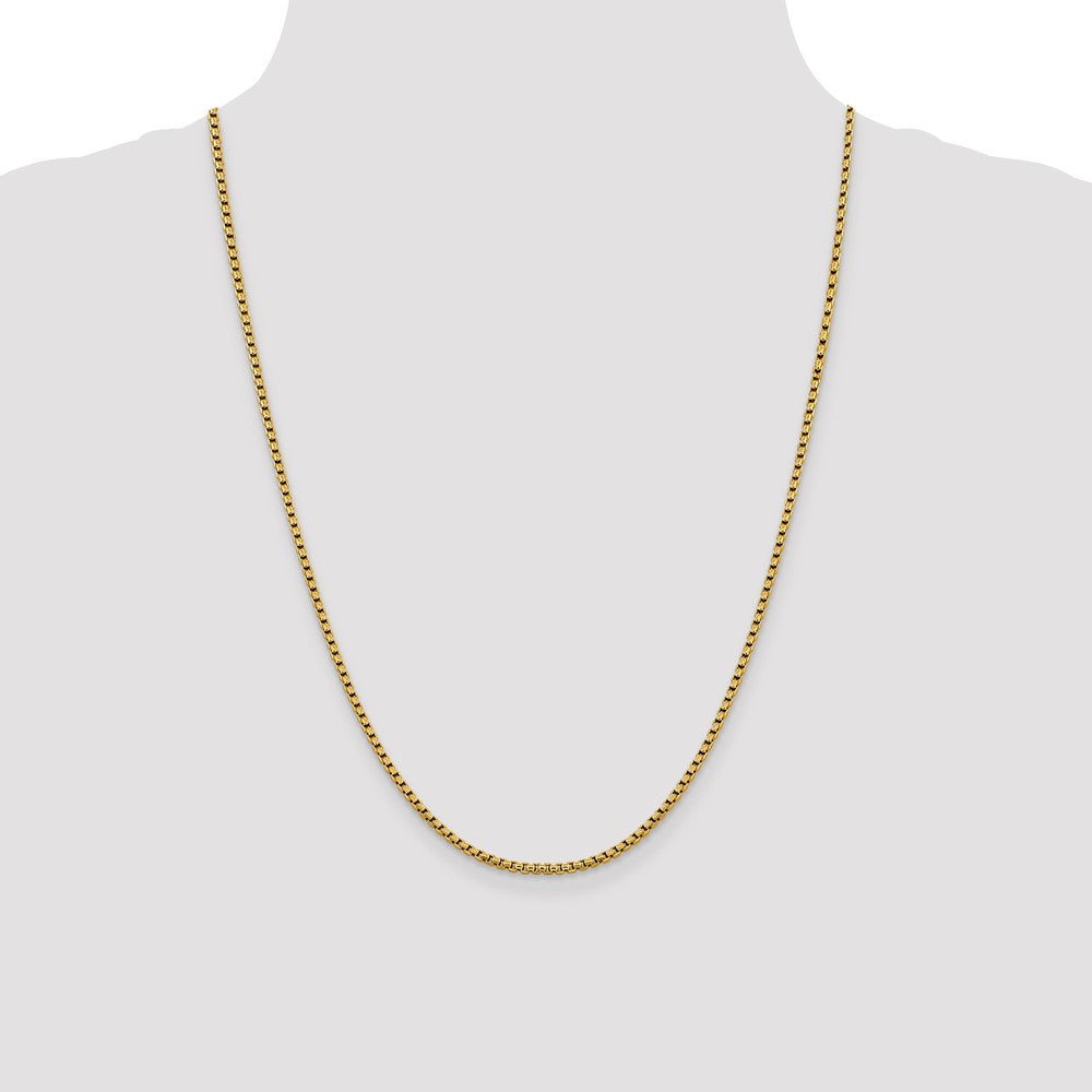 24 Inch 14K 2.4mm Semi-Solid D/C Round Box Chain Necklace